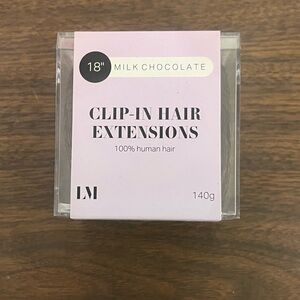 LM Locks & Mane Clip In Hair Extensions 18 Inch 100% Human Hair Milk Chocolate